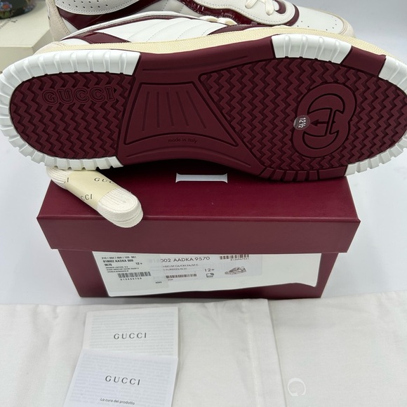 Men's Gucci re-Web sneakers in white leather with red accents size 12.5 Italy - Picture 6 of 13